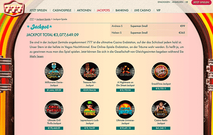 777casino jackpots