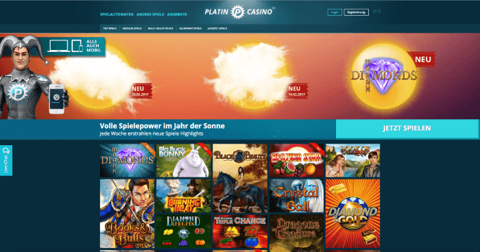 platin casino startbildschirm